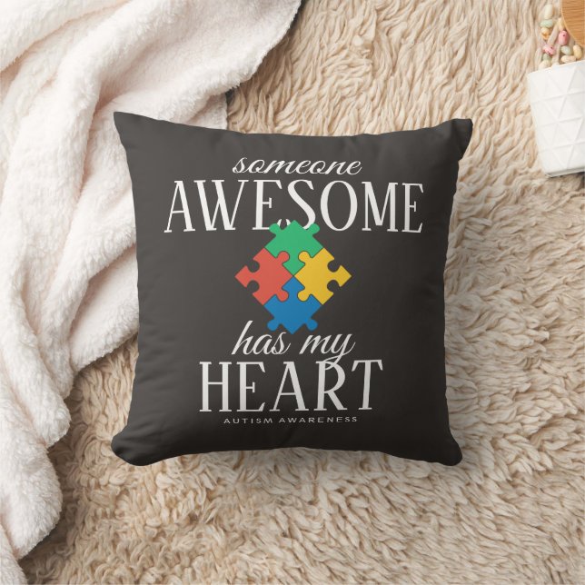 Two Tone Autism Awareness Throw Pillow (Blanket)