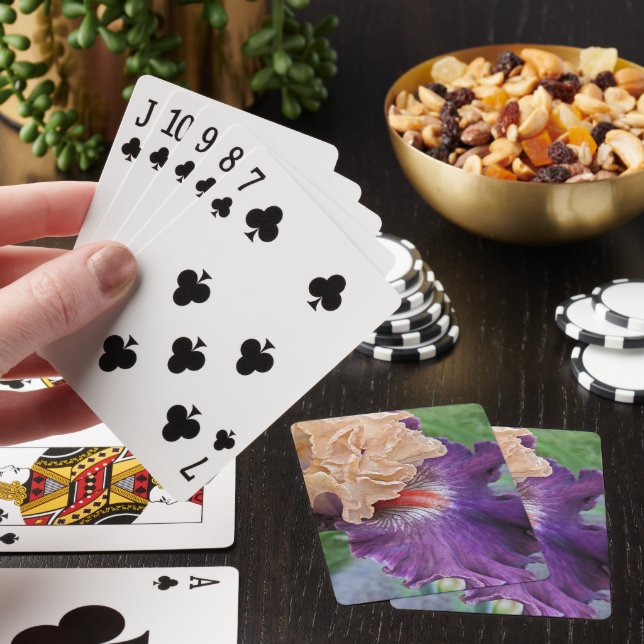 Two-Tone Bearded Iris Bloom Floral Playing Cards (In Situ)