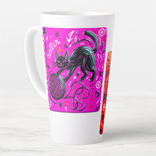 Two-Tone Black Cat Latte Mug