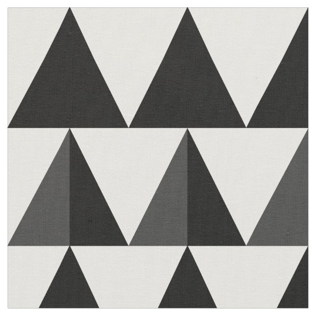 Two Tone Black + White Triangles Fabric (Close Up)