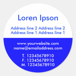 Two Tone Blue and White Business / Profile Classic Round Sticker