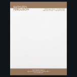Two tone brown block border professional business letterhead<br><div class="desc">Make a memorable impression with these contemporary colour block letterhead. This fully customizable business stationery is perfect for consulting or service businesses that need to project a polish yet dynamic image. Your name is set boldly in a two tone design that command attention. Important contact info is set on the...</div>