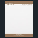 Two tone brown block border professional business letterhead<br><div class="desc">Make a memorable impression with these contemporary colour block letterhead. This fully customizable business stationery is perfect for consulting or service businesses that need to project a polish yet dynamic image. Your name is set boldly in a two tone design that command attention. Important contact info is set on the...</div>