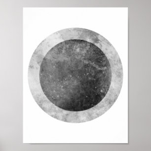 Two tone Circle Grey and Black Poster