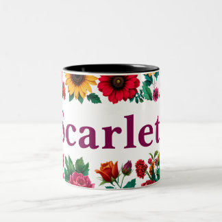 Two tone customizable floral coffee mug