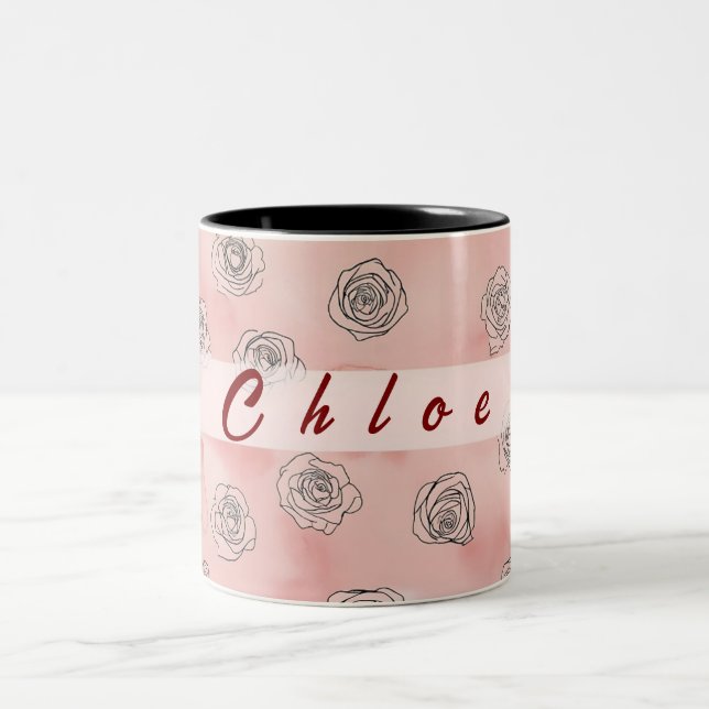Two tone customizable floral coffee mug. Two-Tone coffee mug (Center)