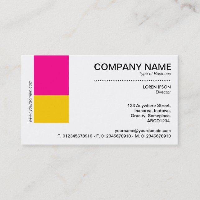 Two Tone Decor - Hot Pink and Amber Business Card (Front)