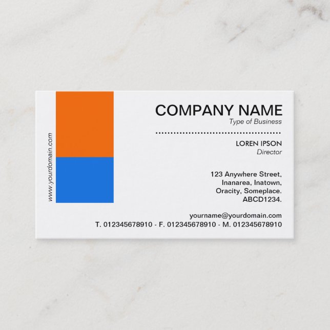 Two Tone Decor - Orange and Blue Business Card (Front)