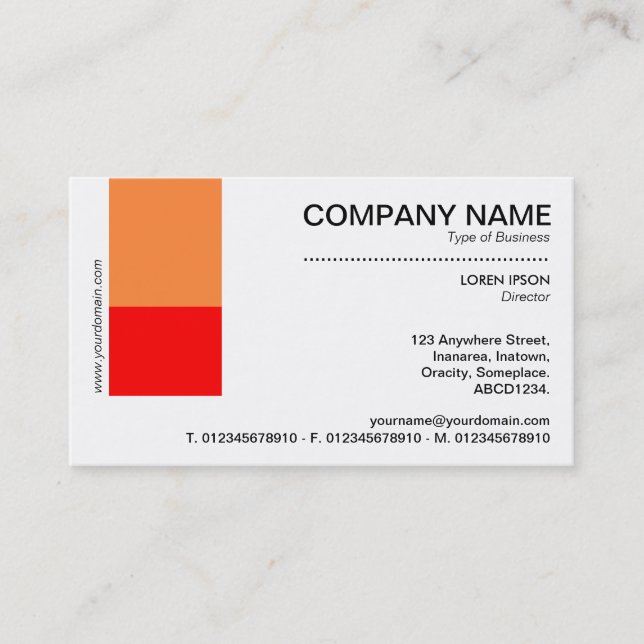 Two Tone Decor - Orange and Red Business Card (Front)