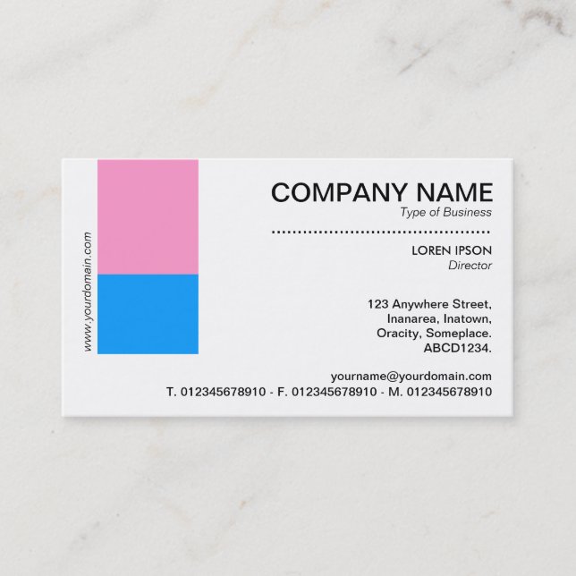 Two Tone Decor - Pink and Blue Business Card (Front)