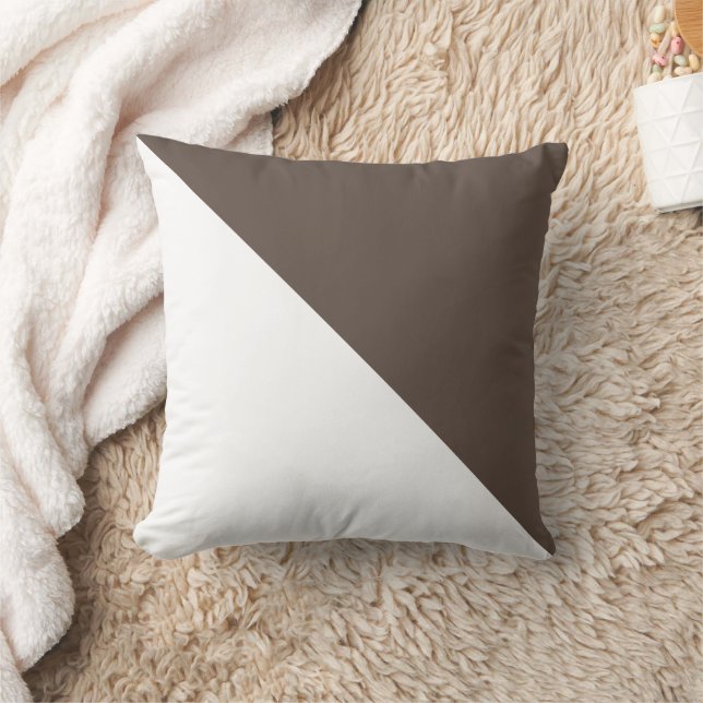 Two Tone Diagonal Brown Throw Pillow (Blanket)