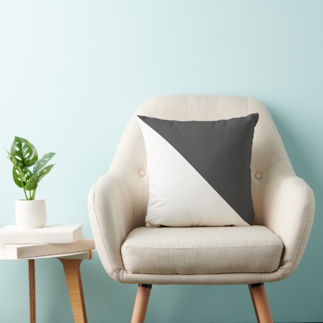 Two Tone Diagonal Dark Grey Throw Pillow (Chair)