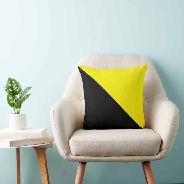 Two Tone Diagonal Yellow and Black Throw Pillow (Chair)