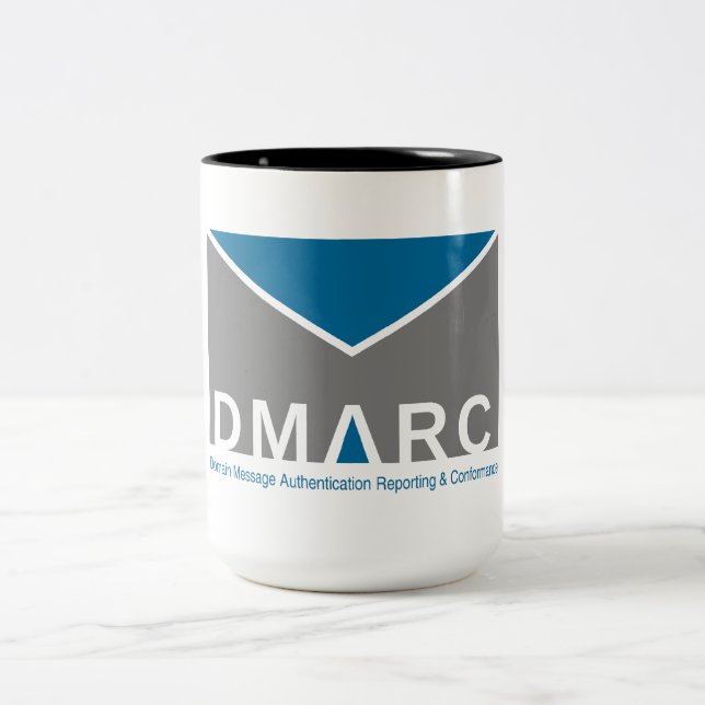 Two-Tone DMARC Logo Mug, 15 oz Coffee Mug (Center)