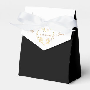 Two Tone Favour Box-Fancy Gold Heart Favor Box