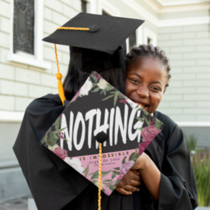 Two Tone   Floral Custom Class Year Graduation Cap Topper