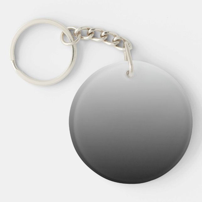 Two-tone gradient ombre black shades of grey keychain (Front)