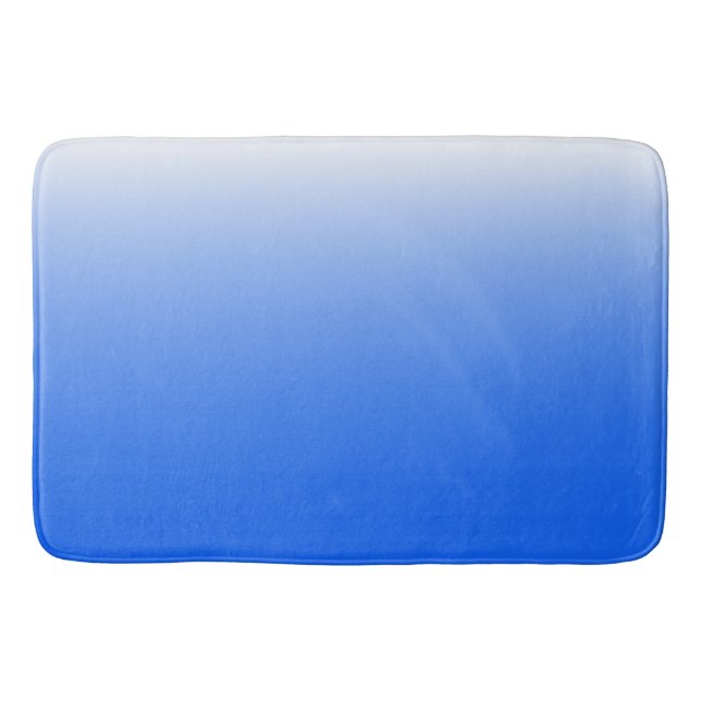 Two-tone gradient ombre electric blue bath mat (Front)