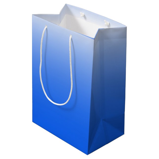 Two-tone gradient ombre electric blue medium gift bag (Back Angled)
