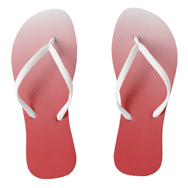 Two-tone gradient ombre fiery red flip flops (Footbed)