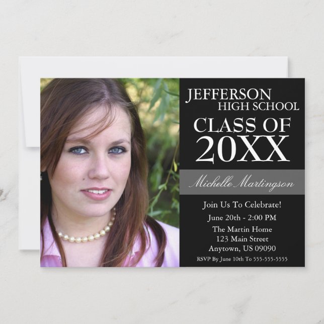 Two-Tone Graduation Invitations (Black) (Front)