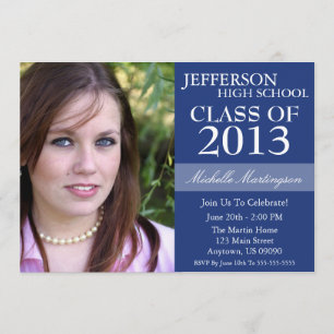 Two-Tone Graduation Invitations (Navy Blue)