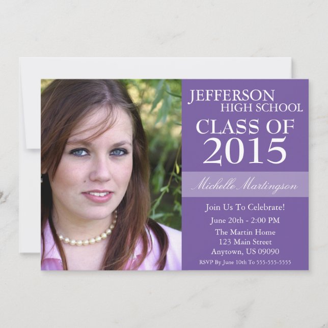 Two-Tone Graduation Invitations (Plum Purple) (Front)