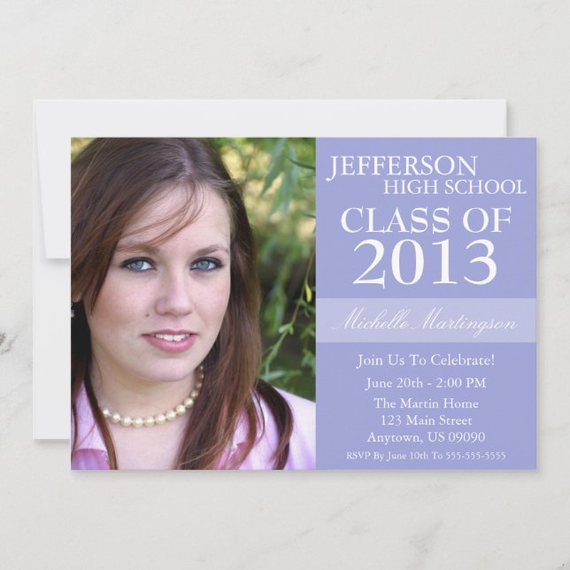 Two-Tone Graduation Invitations (Violet Purple) (Front)