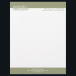 Two tone green block border professional business letterhead<br><div class="desc">Make a memorable impression with these contemporary colour block letterhead. This fully customizable business stationery is perfect for consulting or service businesses that need to project a polish yet dynamic image. Your name is set boldly in a two tone design that command attention. Important contact info is set on the...</div>