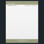 Two tone green block border professional business letterhead<br><div class="desc">Make a memorable impression with these contemporary colour block letterhead. This fully customizable business stationery is perfect for consulting or service businesses that need to project a polish yet dynamic image. Your name is set boldly in a two tone design that command attention. Important contact info is set on the...</div>