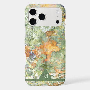 Two-Tone Green Orange Marble Look Monogram Cell