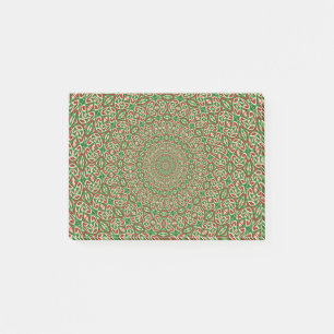 Two Tone Green With Red and White Kaleidoscope Post-it Notes