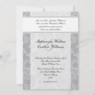 Two-tone Grey Damask Wedding Invitation