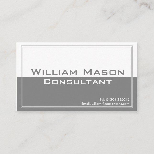 Two Tone Grey White, Professional Business Card (Front)