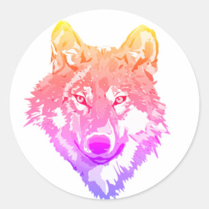 Two tone Lone wolf art Classic Round Sticker