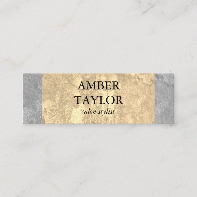 Two Tone Luxe Grunge Texture Mini Business Card (Front)