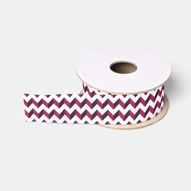 Two-Tone Magenta Chevron Grosgrain Ribbon (Spool)