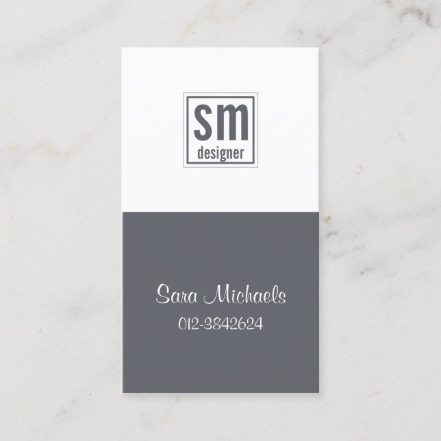 Two Tone Monogram Business Card (Front)