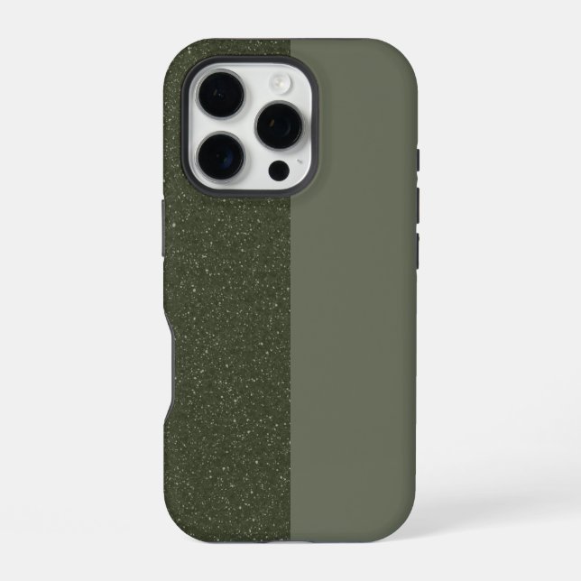 Two-Tone Moss Glitter iPhone 16 Case – Customize (Back)