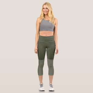 Two-Tone Moss Green Capri Leggings – Customizable