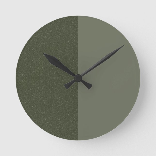 Two-Tone Moss Green Designer Wall Clock – Custom (Front)