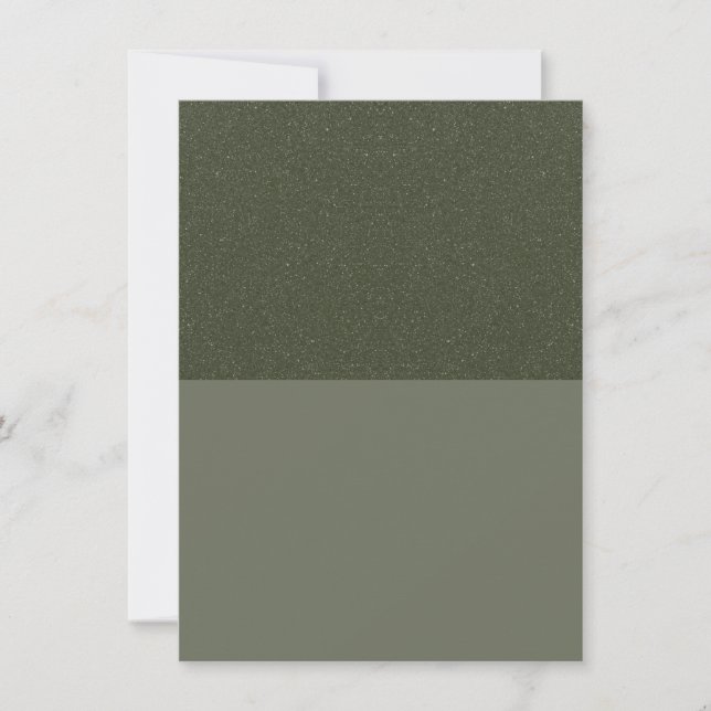 Two-Tone Moss Green Flat Announcement Card Custom (Front)