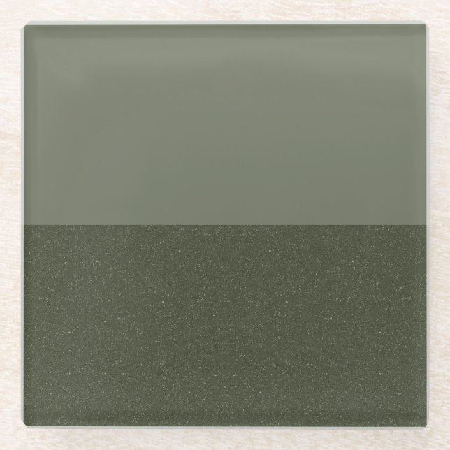 Two-Tone Moss Green Glass Coaster – Customizable (Front)