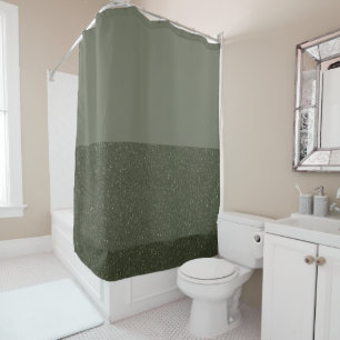 Two-Tone Moss Green Shower Curtain – Customizable