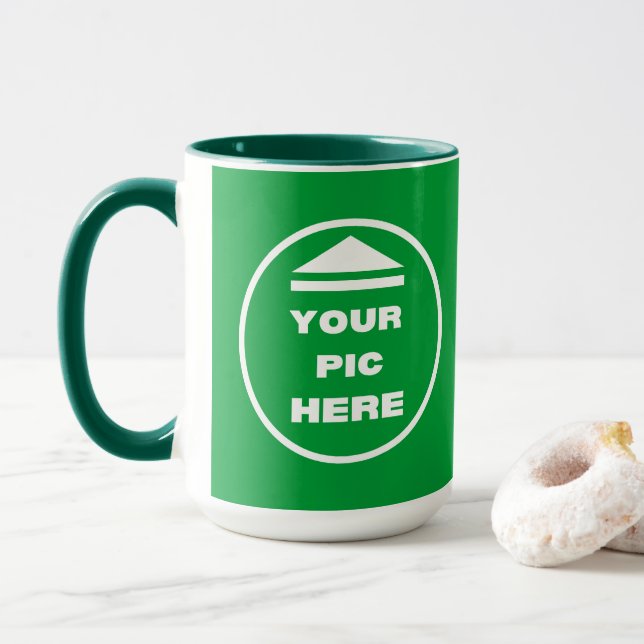 Two-Tone Mug - Add Image 15 oz White Hunter Green (With Donut)