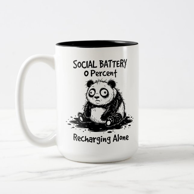 Two-Tone Mug Funny Panda Introvert Quote (Left)