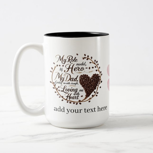 Two-Tone Mug with Coffee Bean Heart Design (Left)