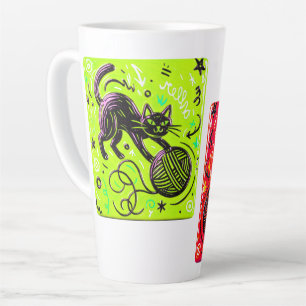 Two-Tone Neon Cat Latte Mug