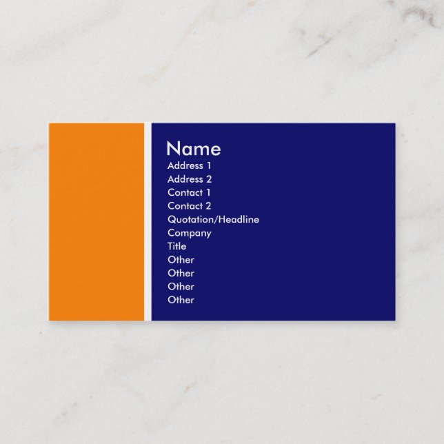 Two Tone (Orange and Deep Blue) Business Card (Front)