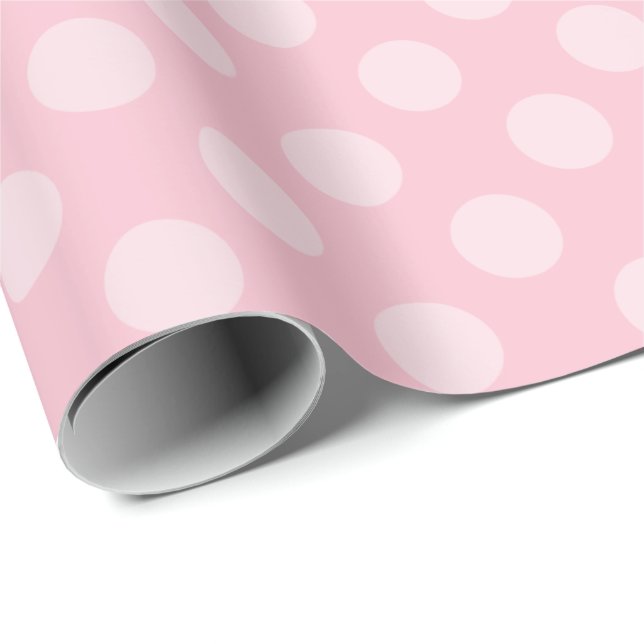 Two-tone Pastel Pink Polka Dots Wrapping Paper (Roll Corner)